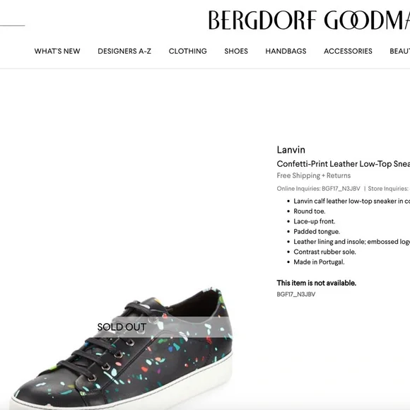 LANVIN black confetti splatter paint mens 6
